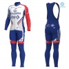 Tenue Cycliste Manches Longues et Collant à Bretelles 2018 FDJ Hiver Thermal Fleece N001